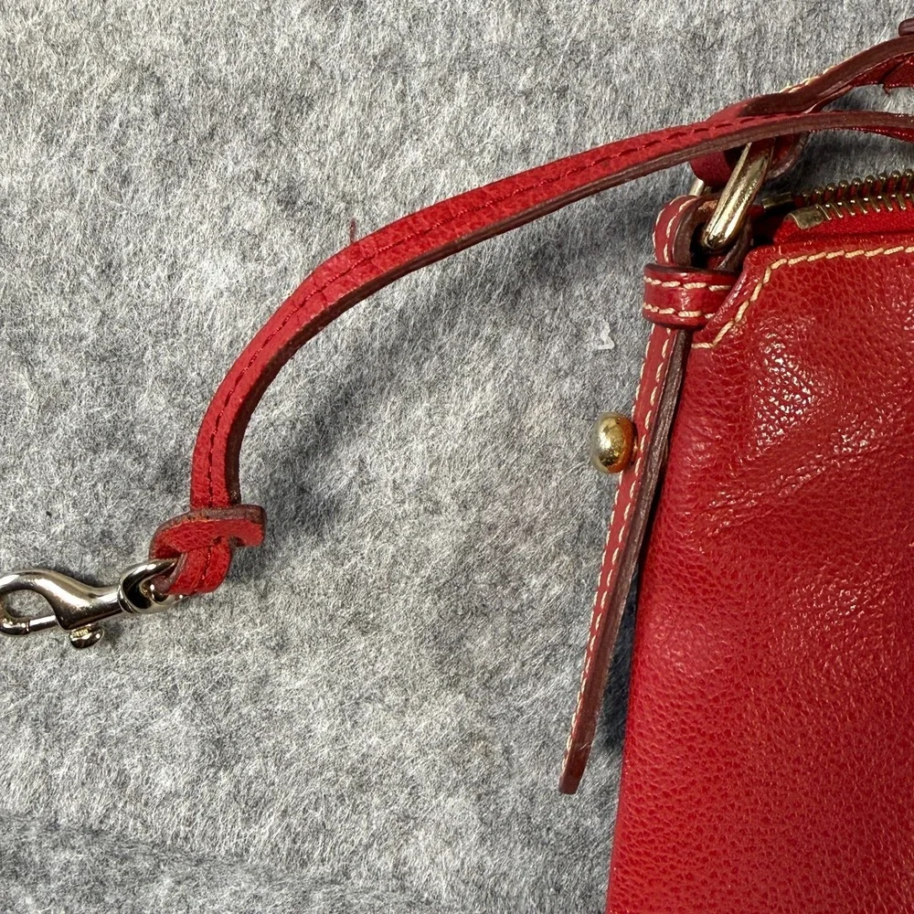 Dooney & Bourke Red Pebble Grain Leather Trim Small Purse Bag